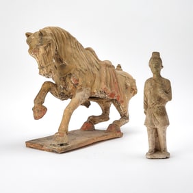 A Chinese Painted Pottery Model of a Horse Likely Tang Dynasty