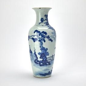 A Chinese Blue and White Porcelain Ovoid Vase Qing Dynasty