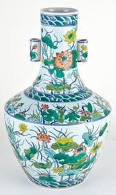 A Chinese Doucai Enameled Porcelain Arrow Vase Qianlong sealmark, 20th century