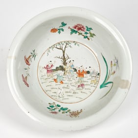 A Chinese Famille Rose Porcelain 'Boys at Play' Basin 19th Century