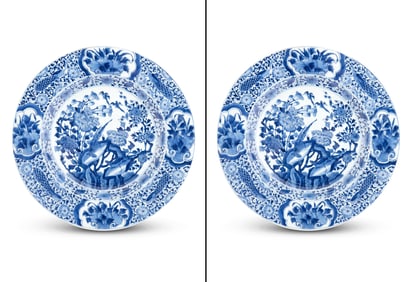 A Pair of Chinese Blue and White Porcelain Chargers