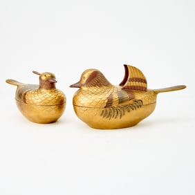 A Pair of Japanese Red and Gilt Lacquered Incense Boxes 19th century