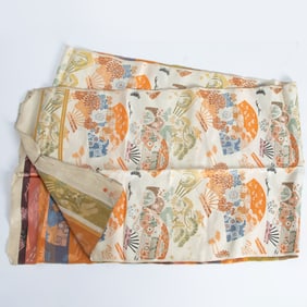 A Japanese Silk Brocade Obi Sash Meiji Period
