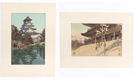 Two Japanese Woodblock Prints by Hiroshi Yoshida Showa Period