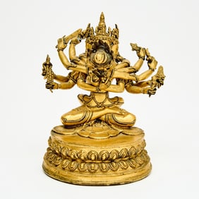 A Tibetan Gilt Bronze Figure of Guhyasamaja 18th century