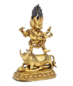 A Tibetan Gilt Bronze Figure of Yamantaka Probably 19th Century