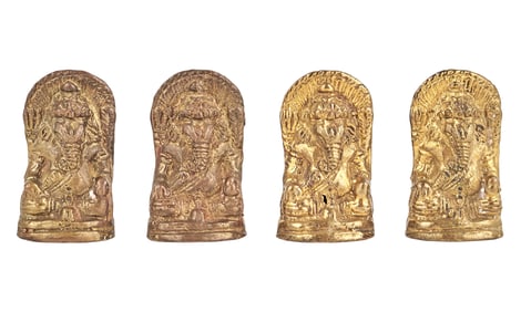 Four Indian Gilt Bronze Icons of Ganesha