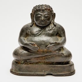 A Thai Cast Bronze Figure of Buddha 18th century or earlier