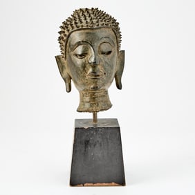 A Thai Bronze Head of Buddha 20th century