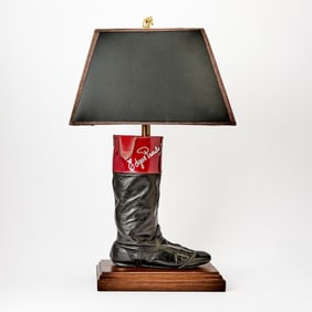 Edgar Prado Autographed Jockey Riding Boot, Made into a Table Lamp