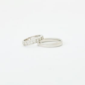 Two Platinum and Diamond Band Rings