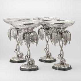 Set of Four Silver Plated Centerpieces