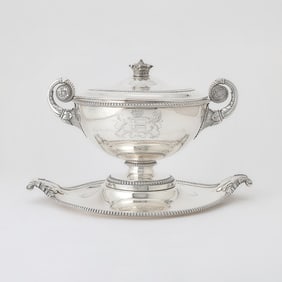 Assembled George III Sterling Silver Covered Soup Tureen and Stand