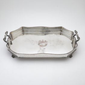 Silver Plated Galleried Two-Handled Tray