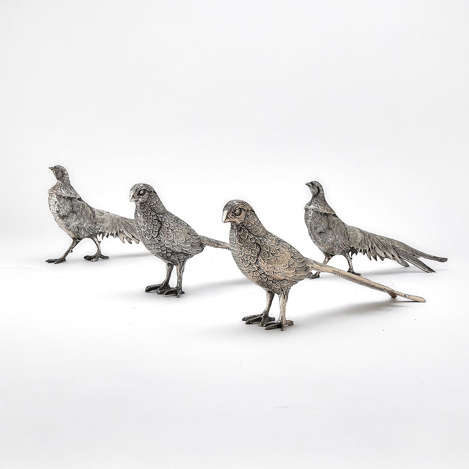Group of Four Silver Plated Pheasant Table Ornaments (1 of 5)