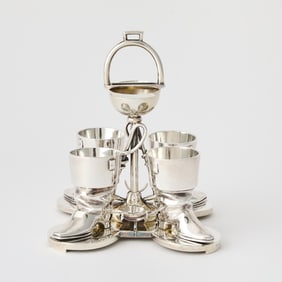 Equestrian Interest: Novelty Silver Plated Egg Cruet