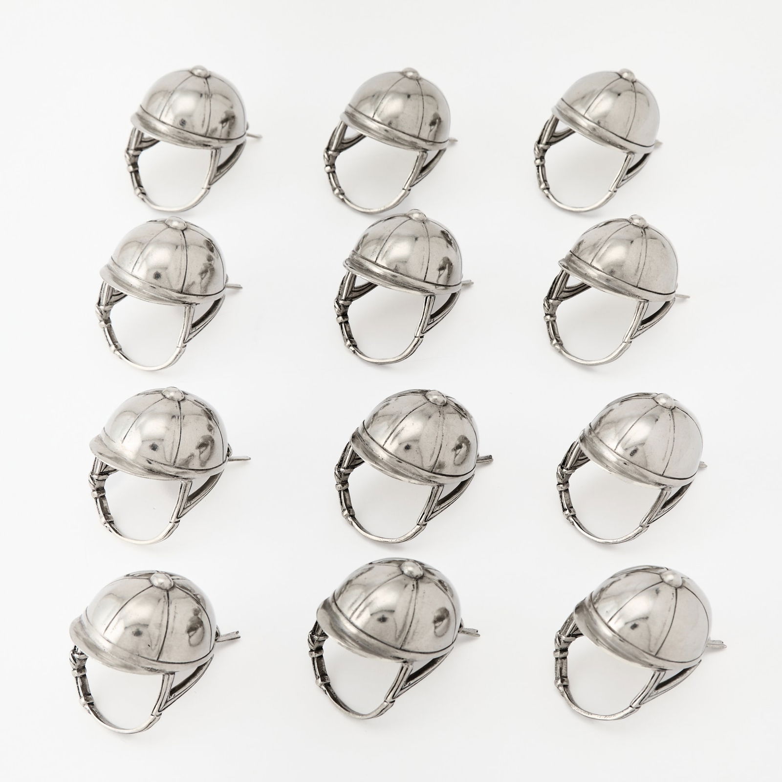 Set of Twelve Silver Plated Novelty Jockey Cap-Form Napkin Rings (1 of 8)