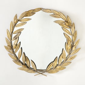 Gilt-Metal Laurel Wreath Framed Mirror
