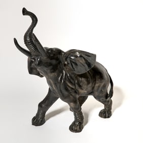 Large Patinated Metal Elephant