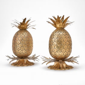Two Gilt-Metal Pineapple-Form Table Ornaments
