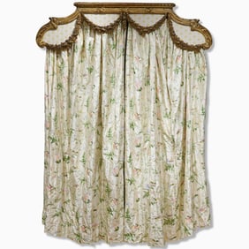Louis XVI Style Upholstered and Carved Giltwood Bed Canopy Crown