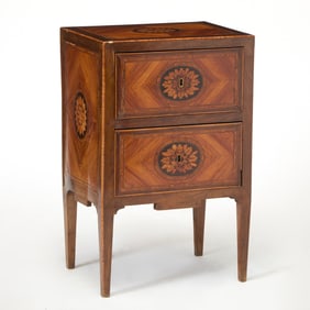 Italian Neoclassical Marquetry Inlaid Walnut Petite Commode