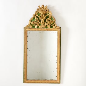 Louis XVI Green Painted and Giltwood Mirror