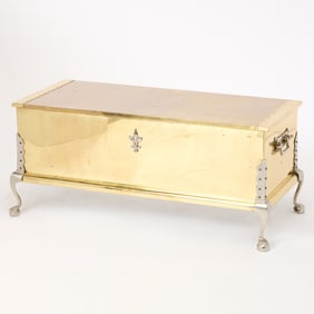 Colonial Style Brass and Steel Trunk