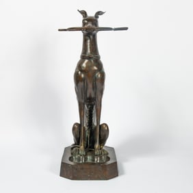 Patinated Bronze Whippet Form Umbrella Stand