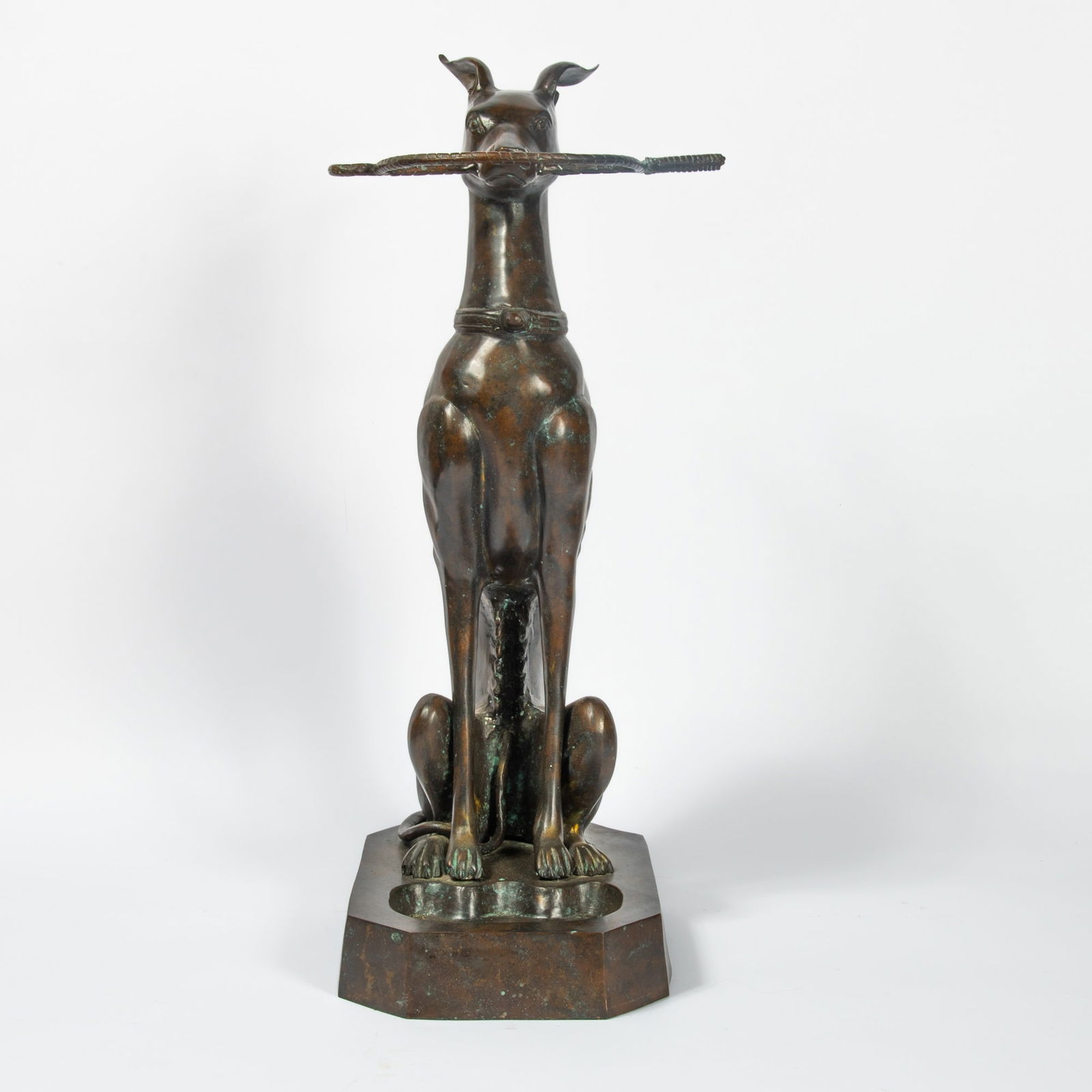 Patinated Bronze Whippet Form Umbrella Stand (1 of 6)