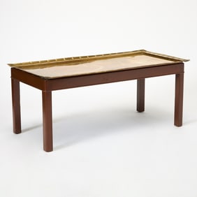 Georgian Style Brass and Mahogany Coffee Table