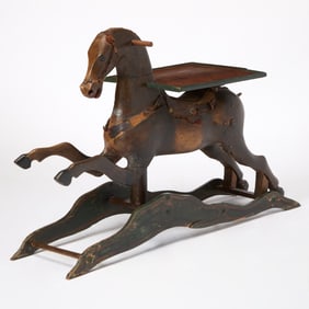 Novelty Carved and Painted Wood Child's Rocking Horse Mounted as a Table