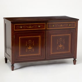 Edwardian Marquetry Inlaid Mahogany Side Cabinet