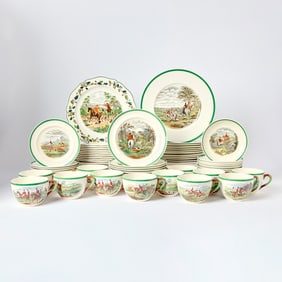 Copeland Spode Ceramic Transfer Decorated Hunt-Themed Part Dinner Service