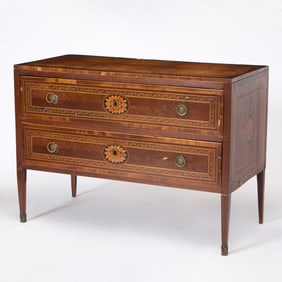 Italian Neoclassical Inlaid Walnut Commode