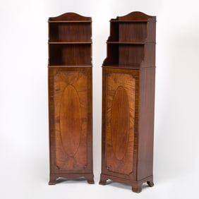 Pair of George III Style Inlaid Mahogany Cabinets