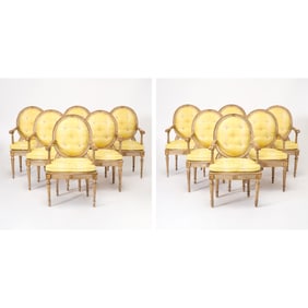Set of Twelve Italian Neoclassical Upholstered Armchairs