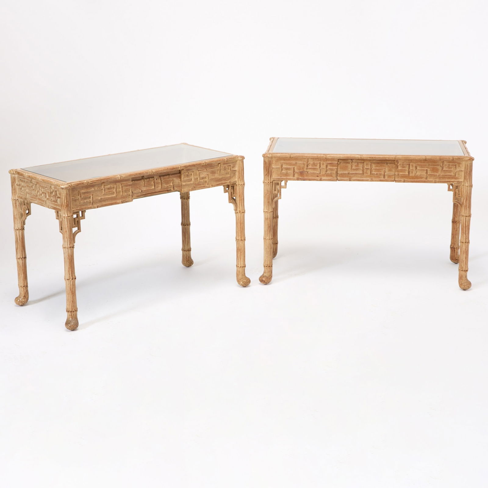 Pair of Faux Bamboo Painted Pine Display Tables (1 of 6)