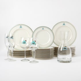 Pickard China Part Dinner Service Decorated with Whitney Silks Logo