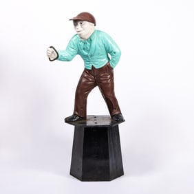 Cast Iron Lawn Jockey Painted in Whitney Silks