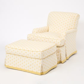 Upholstered Club Chair and Ottoman