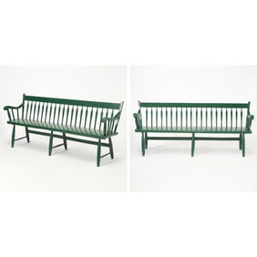 Pair of Windsor Style Spindle-Back Deacon's Benches