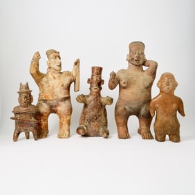 Group of Five Pre-Columbian Pottery Figures