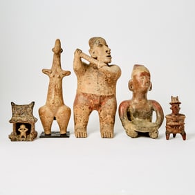 Group of Five Pre-Colombian Pottery Figures