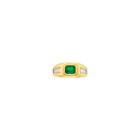 Gold, Emerald and Diamond Ring