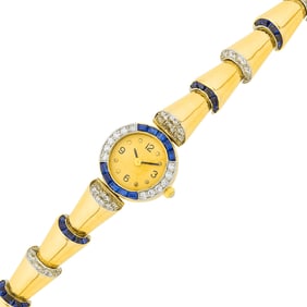 Gold, Platinum, Sapphire and Diamond Wristwatch