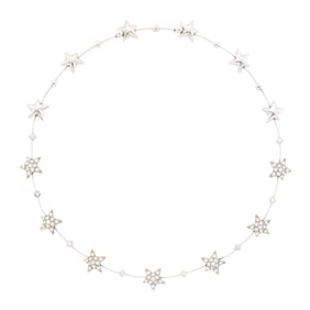 White Gold and Diamond Star Necklace