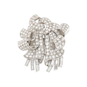Platinum and Diamond Double Clip-Brooch