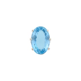 Platinum and Aquamarine Ring
