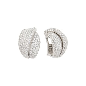 Pair of White Gold Diamond Half-Hoop Earclips